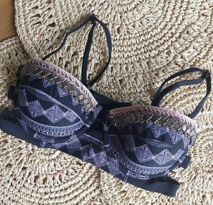 River Island bikinitop L dames strandtop zwart lila zgan, Overige typen, Overige kleuren, River Island, Ophalen of Verzenden
