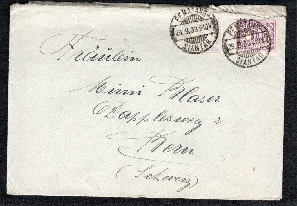 Brief Ned. Indie / Pematang Siantar naar Bern 29-09-1933, Ophalen of Verzenden, Envelop