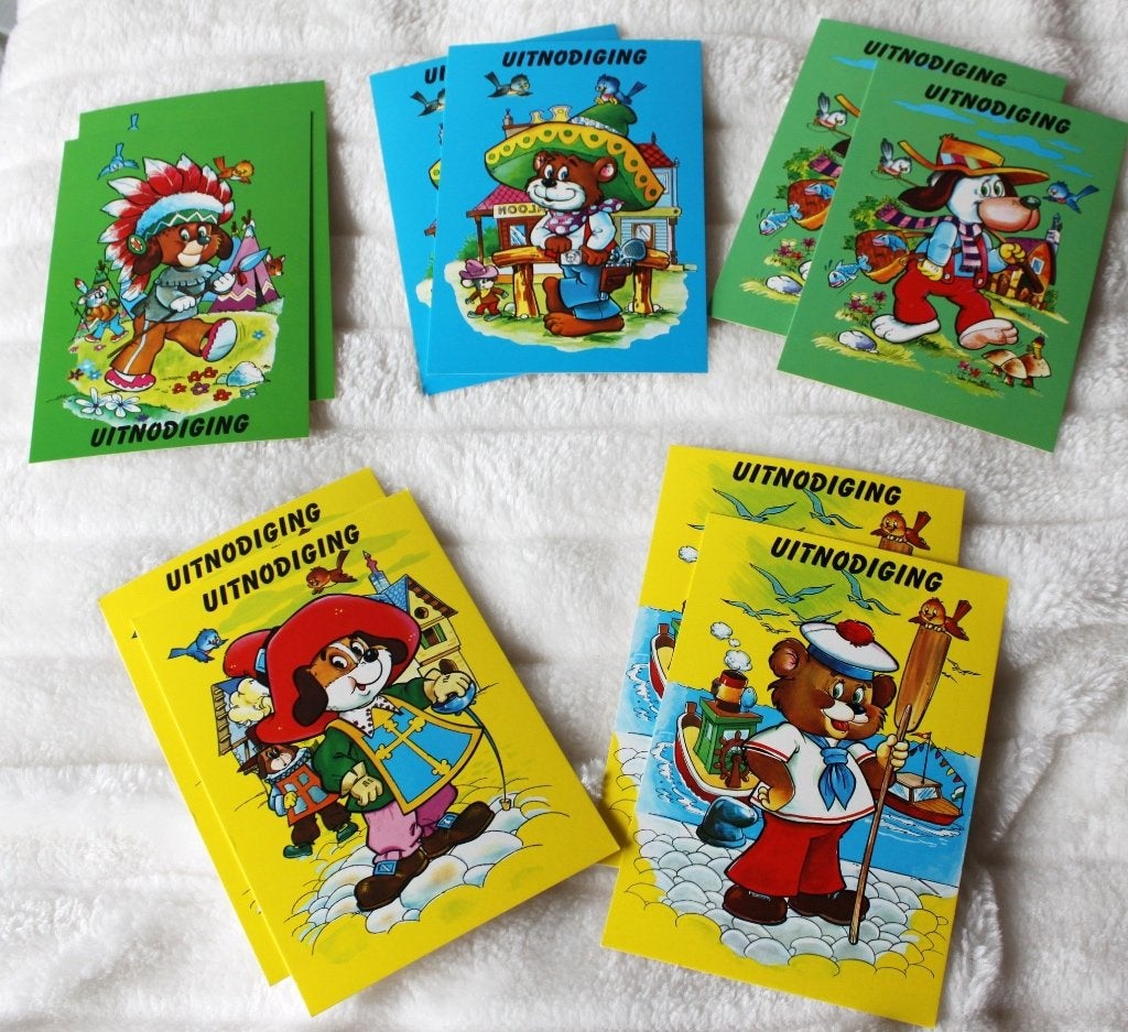 10 grappige uitnodigingskaarten voor kinderfeestjes, Diversen, Wenskaarten, Ophalen of Verzenden