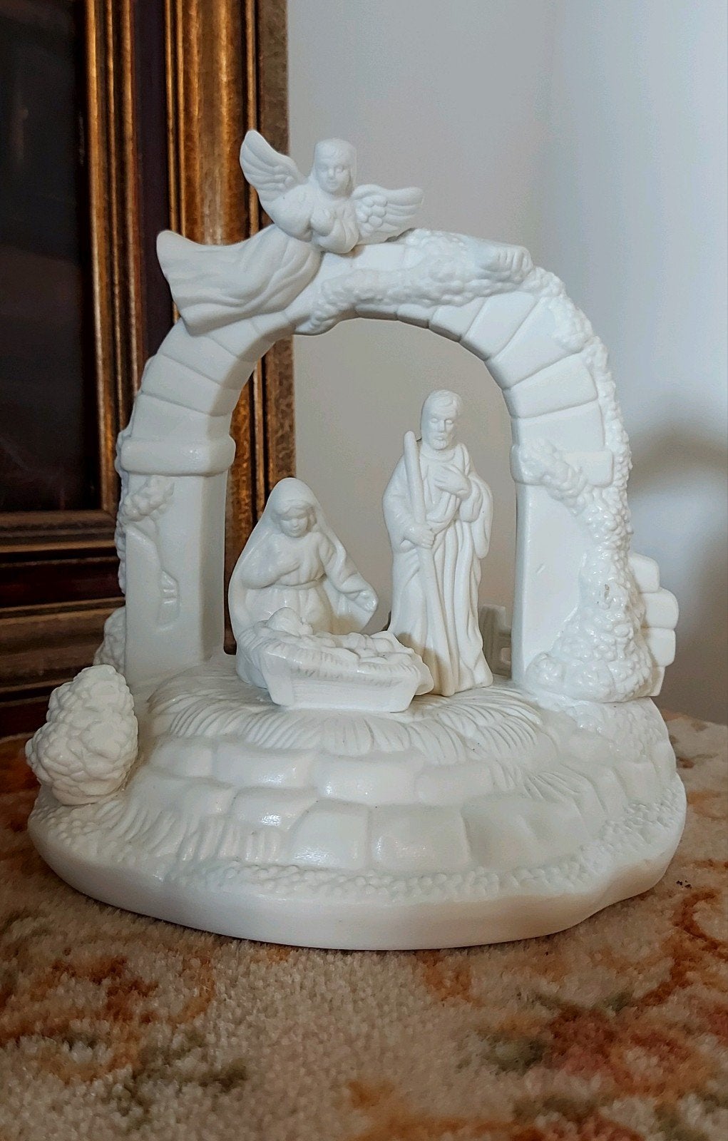 Als Nieuw! Prachtige porseleinen kerstgroep - speeldoos, Antiek en Kunst, Ophalen of Verzenden
