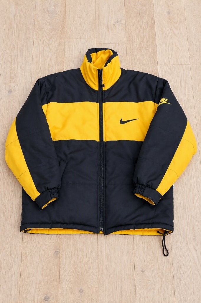 Vintage Nike Reversible Puffer Winter Jacket Unisex, Maat 52/54 (L), Verzenden, Geel, Nike