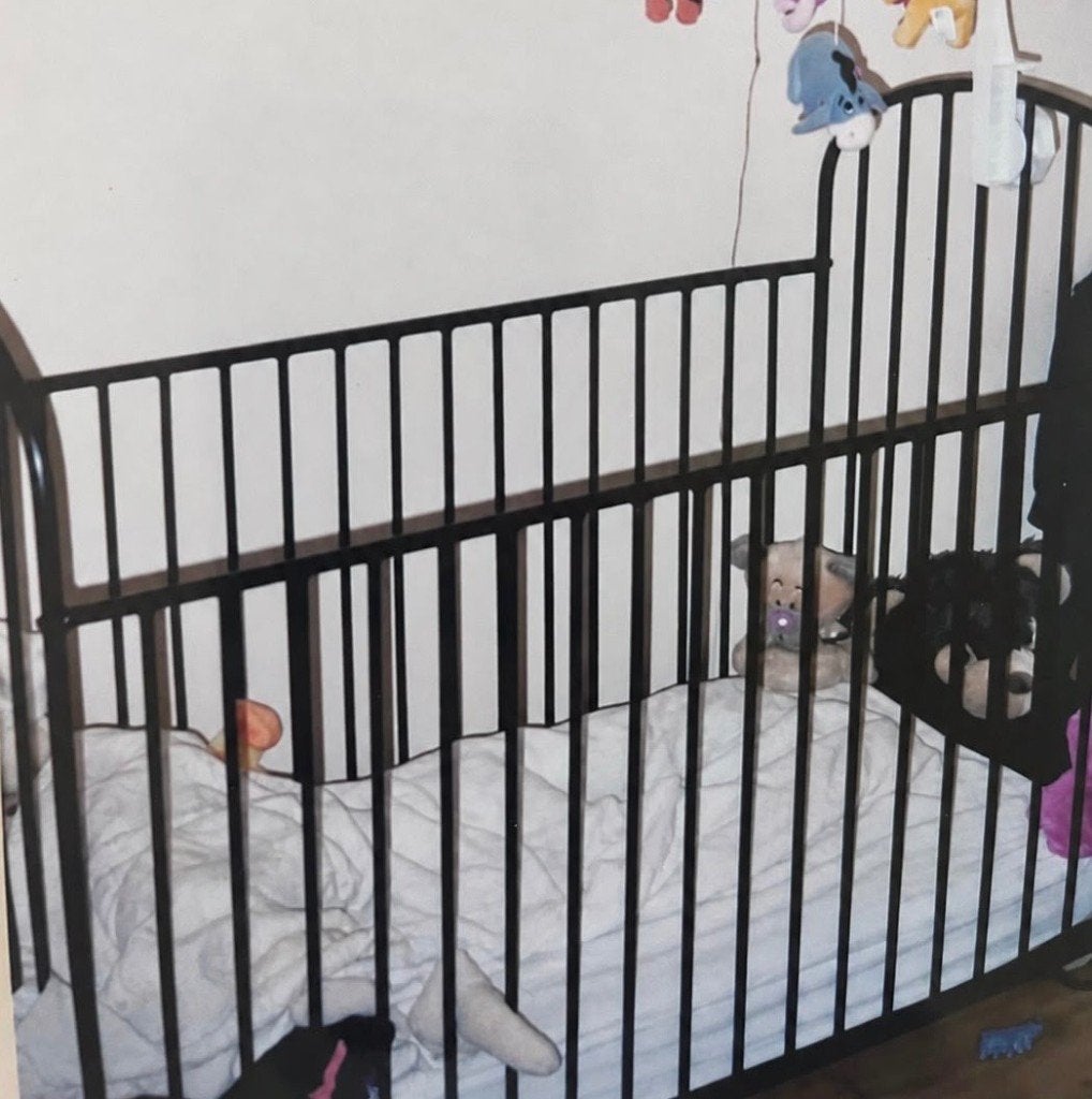 Baby ledikant metaal zwart, Ophalen, Gebruikt, Industrieel, vintage, Zwart