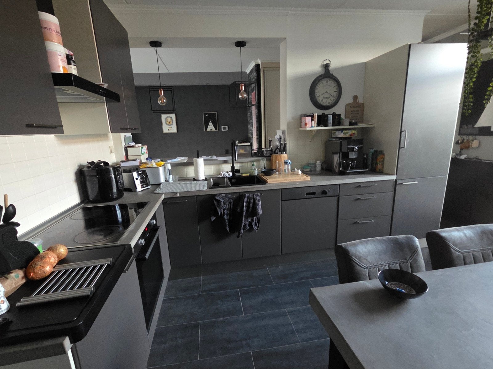 Complete L-keuken met vernieuwde frontjes en apparatuur, Ophalen, Gebruikt, Hoekkeuken, Hout