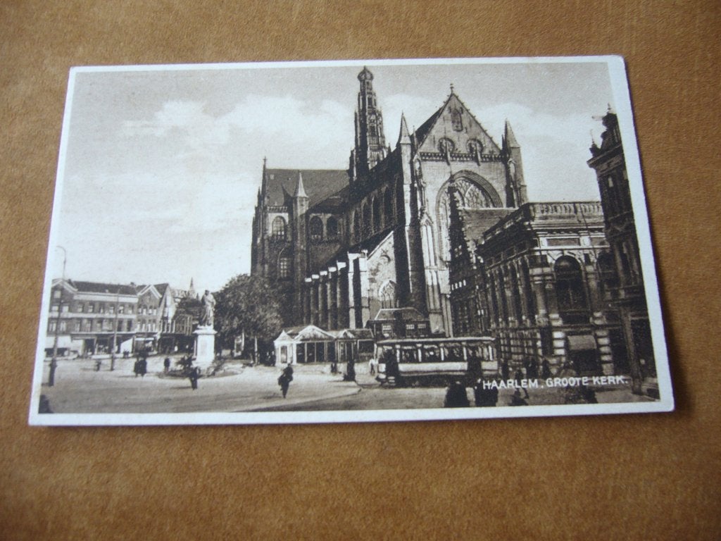 HAARLEM  =  GROOTE KERK MET TRAM, Ophalen of Verzenden, Voor 1920, Ongelopen, Noord-Holland