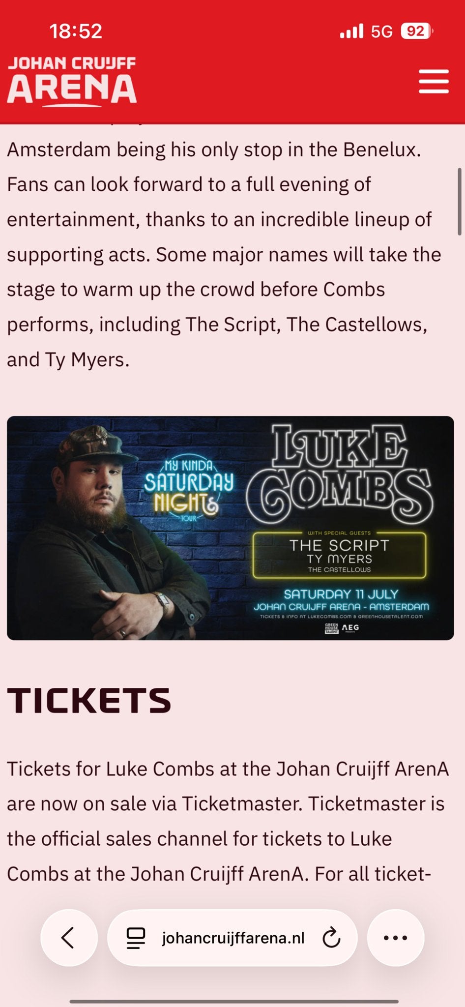 Luke combs Arena Tickets tribune, Twee personen, Juli