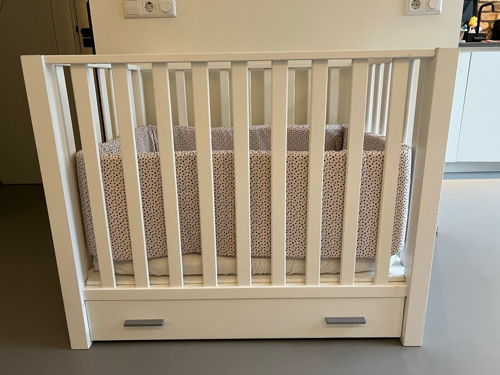 Bopita box met lade, matras en beddengoed, Kinderen en Baby's, Ophalen, Gebruikt, Vierkant, In hoogte verstelbaar