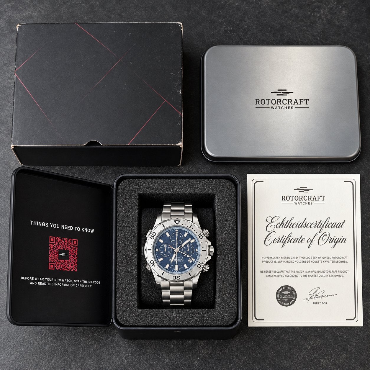 Rotorcraft Horloge - Stijlvol en Robuust Herenhorloge, Overige merken, Staal, Polshorloge, Nieuw