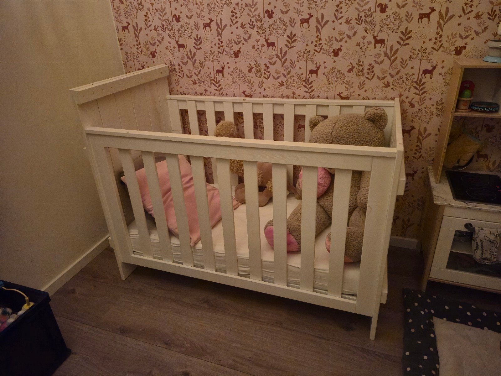 Wit Ledikant Holland Meubelen + ikea matras, Ophalen, Gebruikt, Ledikant