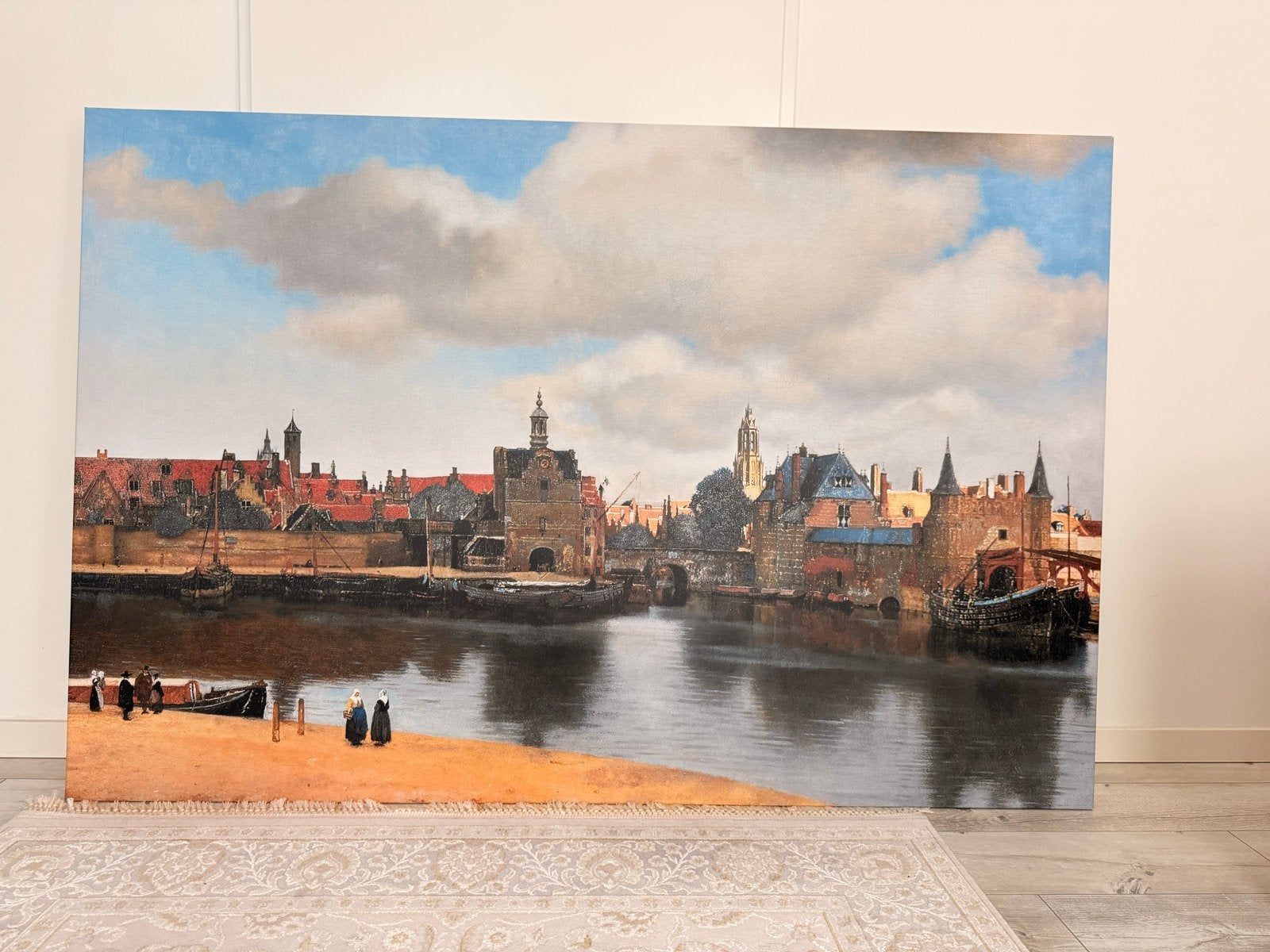 Grote reproductie van 'Gezicht op Delft' van Vermeer, Ophalen, Doek, Klassiek, Print
