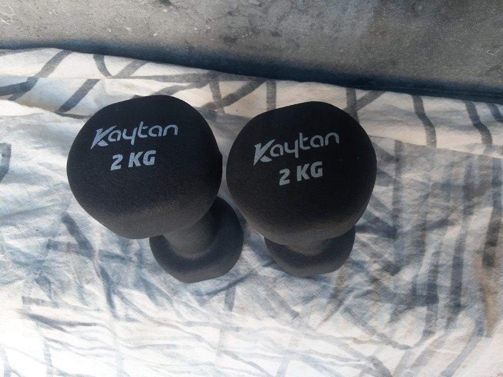 Bremshey Dumbbells, of Kautan - 2 x 1 kg, paars, of 2 x 2 kg, Sport en Fitness, Ophalen, Zo goed als nieuw, Buik, Dumbbell