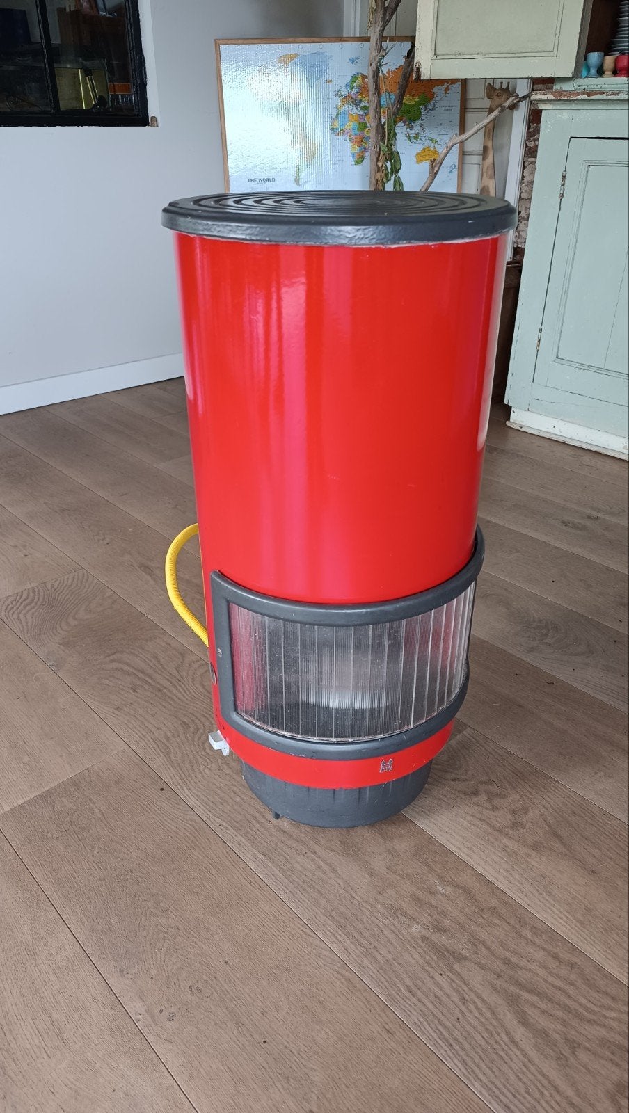 Vintage gaskachel retro rond rood geëmailleerd,goed werkend, Huis en Inrichting, Kachels, Ophalen, Gebruikt, Gas, Gaskachel
