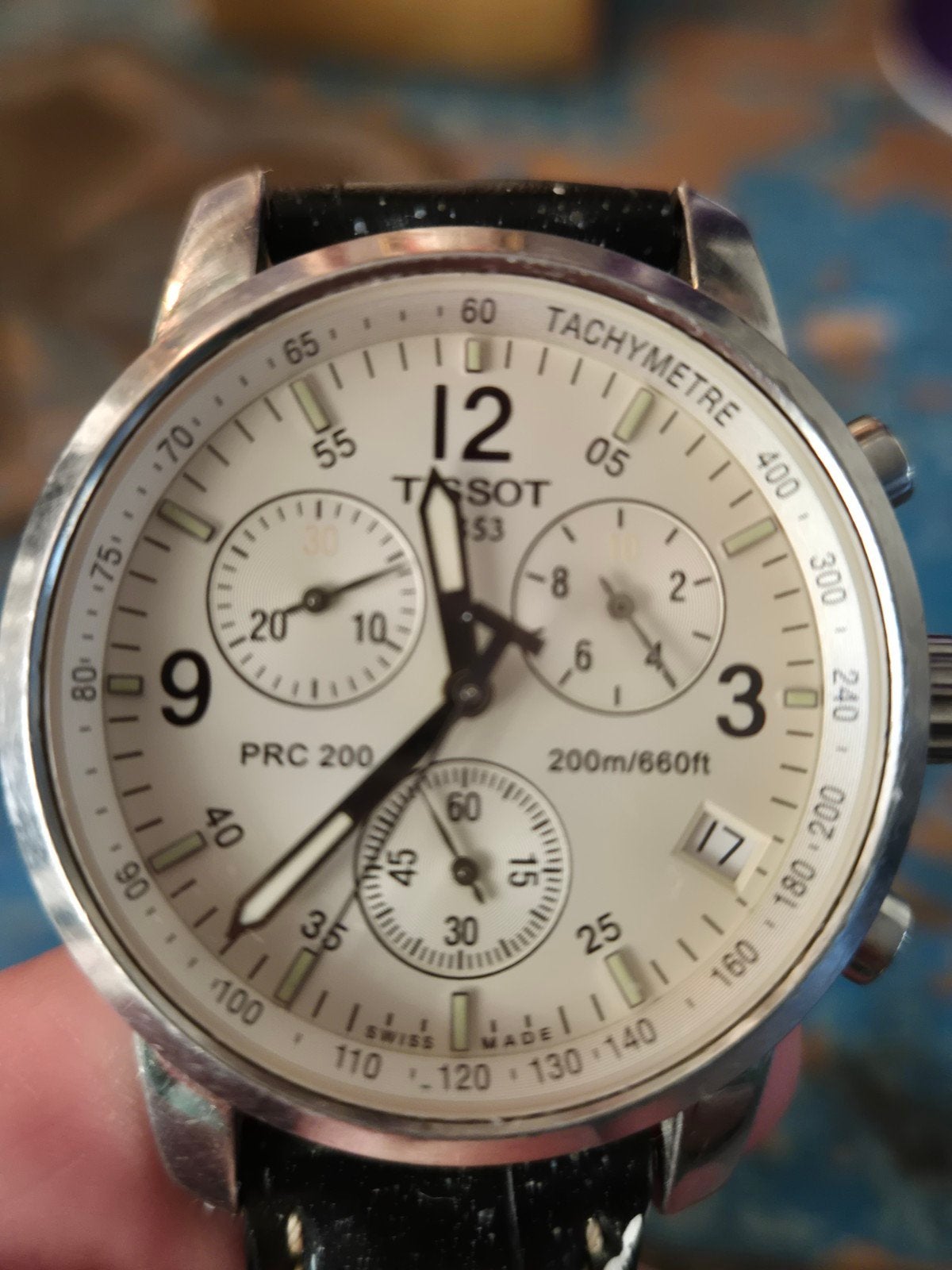 Tissot PRC 200 Chrono met defect uurwerk., Ophalen of Verzenden, Staal, Tissot, 1960 of later