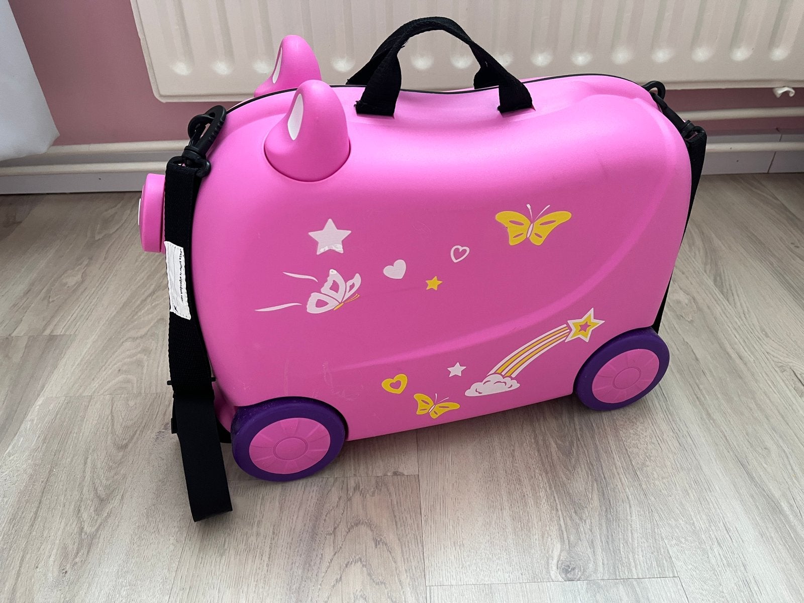 Nette roze kinderkoffer compleet met sleuteltje, Hard kunststof, Minder dan 50 cm, Ophalen of Verzenden, Zo goed als nieuw