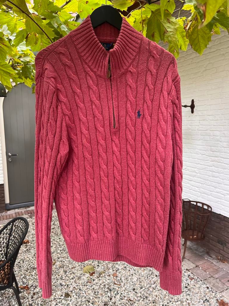 Ralph Lauren kabelgebreide trui met rits M, Ophalen of Verzenden, Zo goed als nieuw, Maat 48/50 (M), Overige kleuren