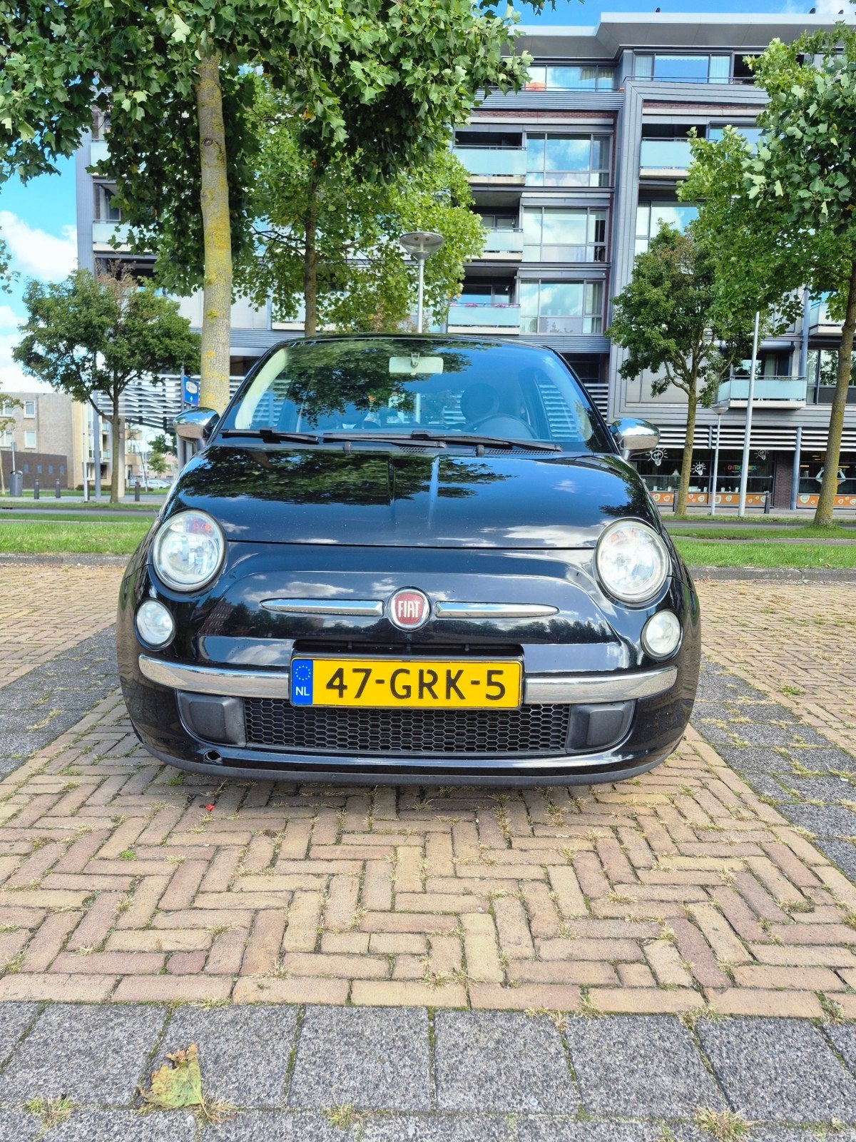 Fiat 500 1.2 AUT 2008 Zwart, Auto's, Fiat, 1242 cc, 4 cilinders, Zwart, Origineel Nederlands