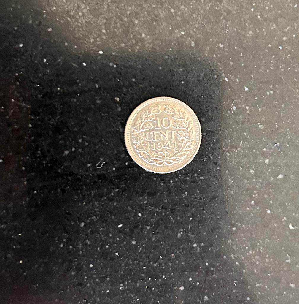 Zilveren 10 cent Wilhelmina munt 1941, Zilver, Ophalen of Verzenden, 10 cent, Koningin Wilhelmina