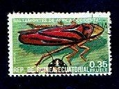 Fauna - Dieren - Sprinkhaan - Guinea Ecuatorial - gebr, Ophalen of Verzenden, Gestempeld, Dier of Natuur
