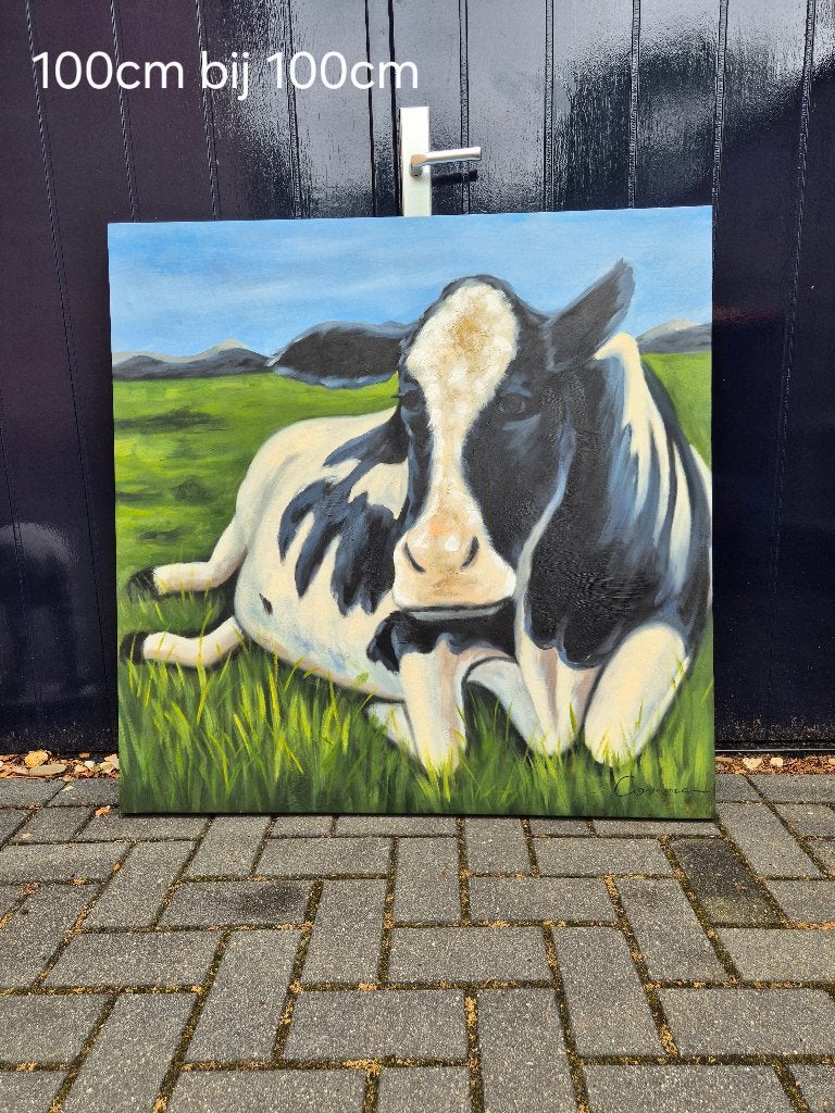 Schilderij koe, Antiek en Kunst, Kunst | Schilderijen | Klassiek, Ophalen