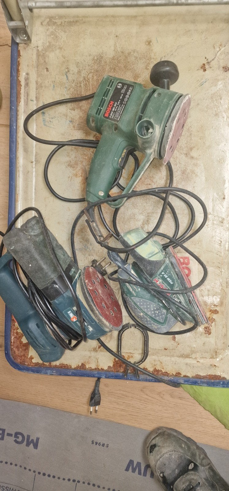Bosch schuurmachines - set van 3, Doe-het-zelf en Verbouw, Ophalen, Gebruikt, Minder dan 600 watt, Overige typen