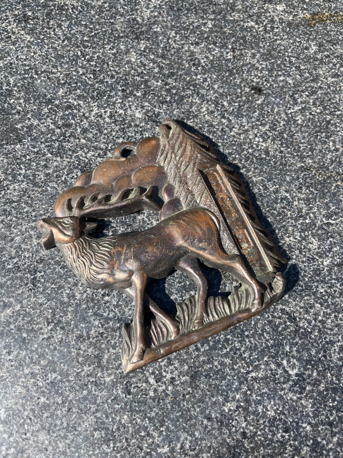 Vintage Bronzen Hertenbeeldje - Jachttafereel, Ophalen of Verzenden