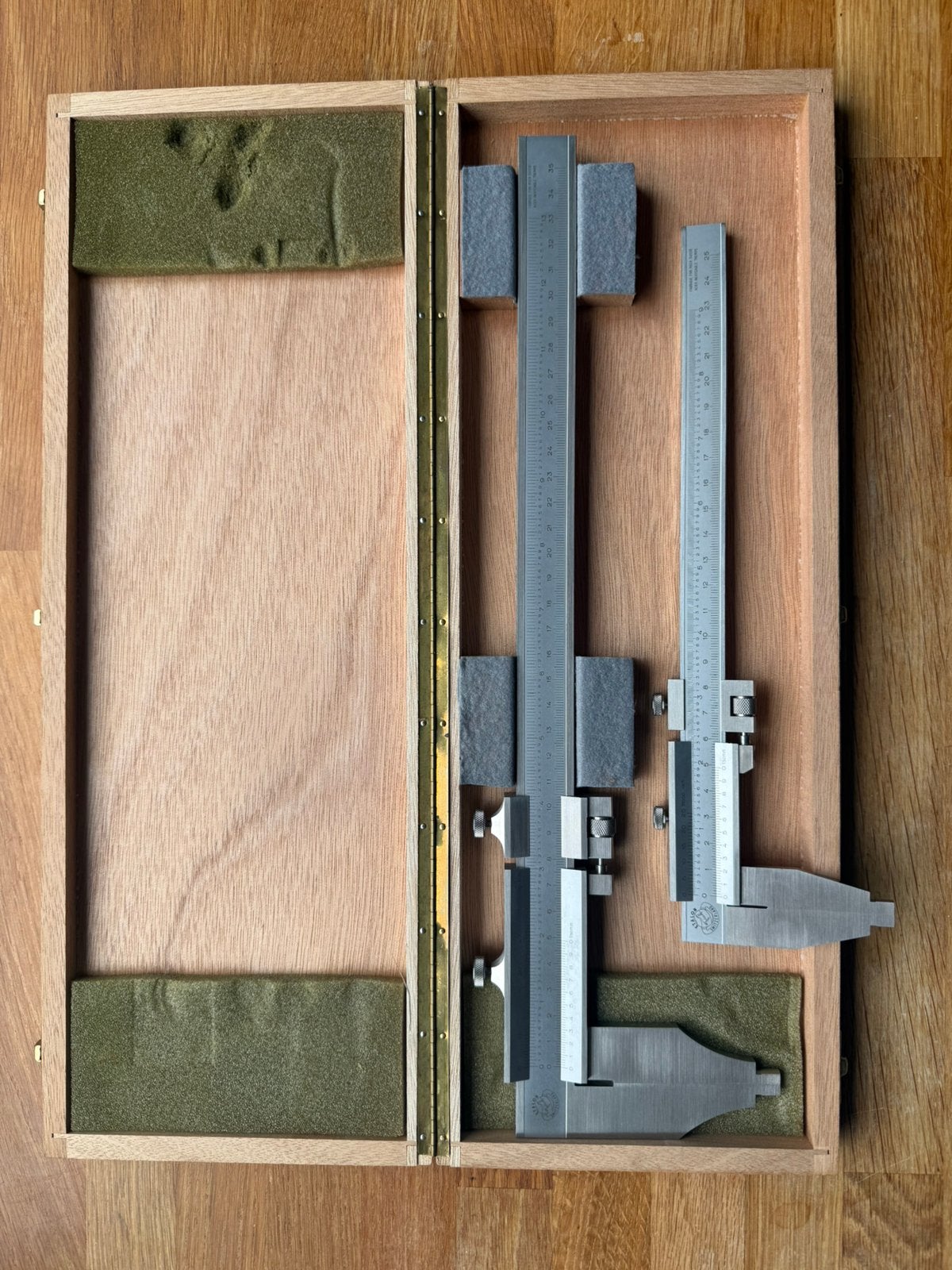 Etalon schuifmaten set in houten kist, Ophalen of Verzenden, Zo goed als nieuw