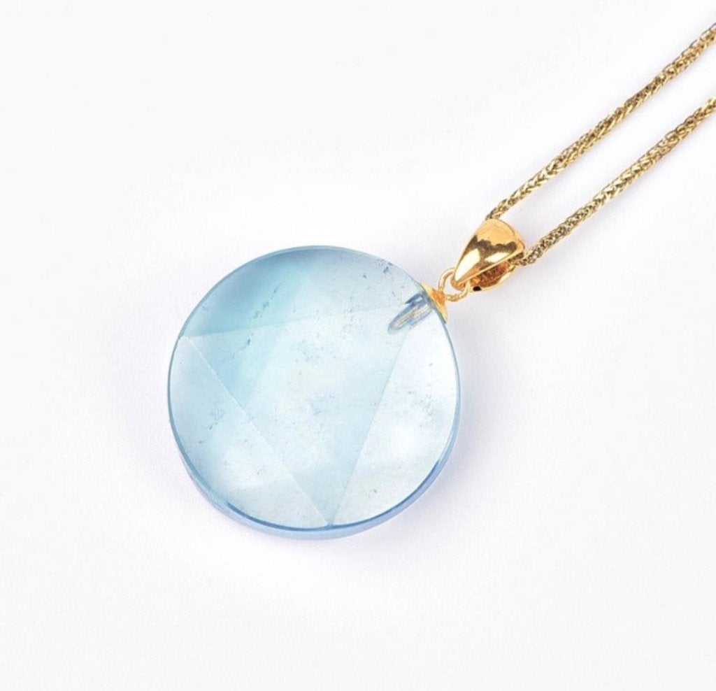 18 kt. Gold Aquamarine Pendant Only with ALGT report, Ophalen of Verzenden, Zo goed als nieuw, Met edelsteen, Goud