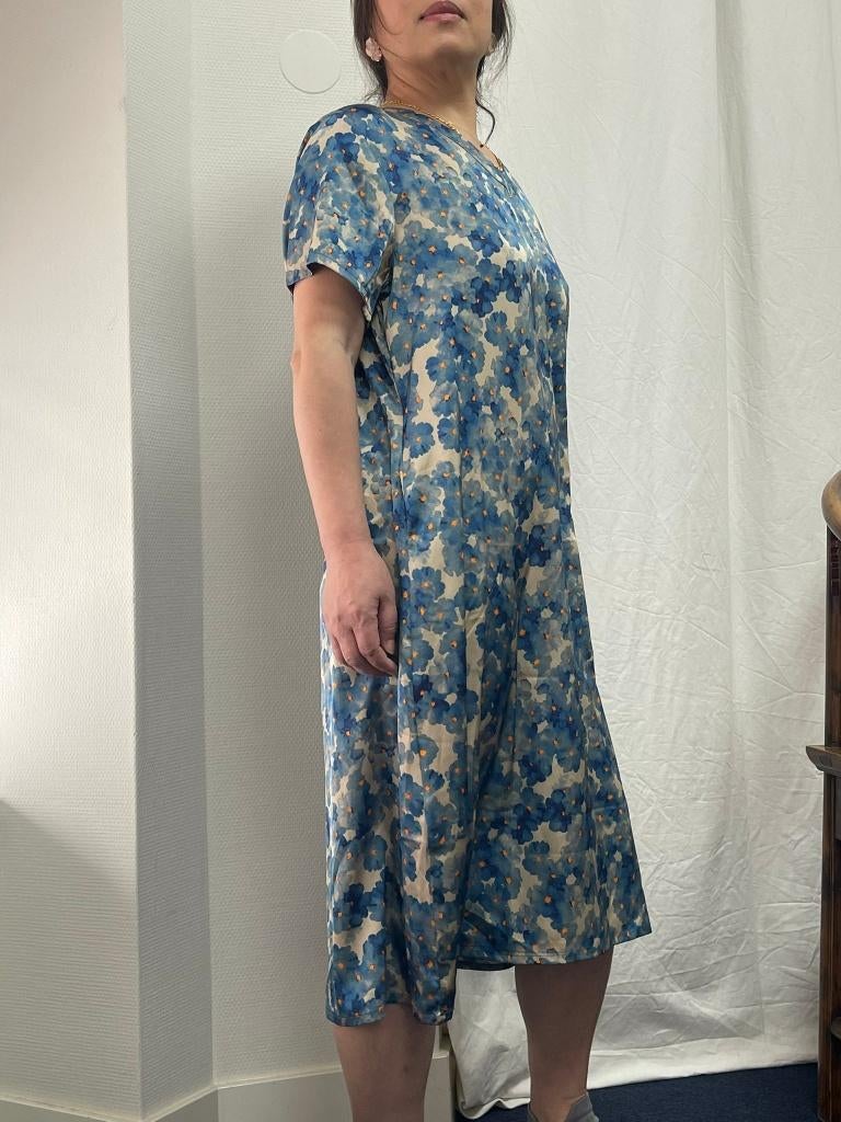 Mooie Chinese (nieuwe) zijde Jurk, Blauw, Maat 42/44 (L), Nieuw, Ophalen of Verzenden