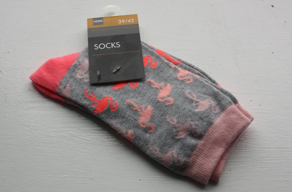 Nieuwe Hema sokken met Flamingo, Sokken en Kniesokken, Maat 35 t/m 38, Nieuw, Ophalen of Verzenden