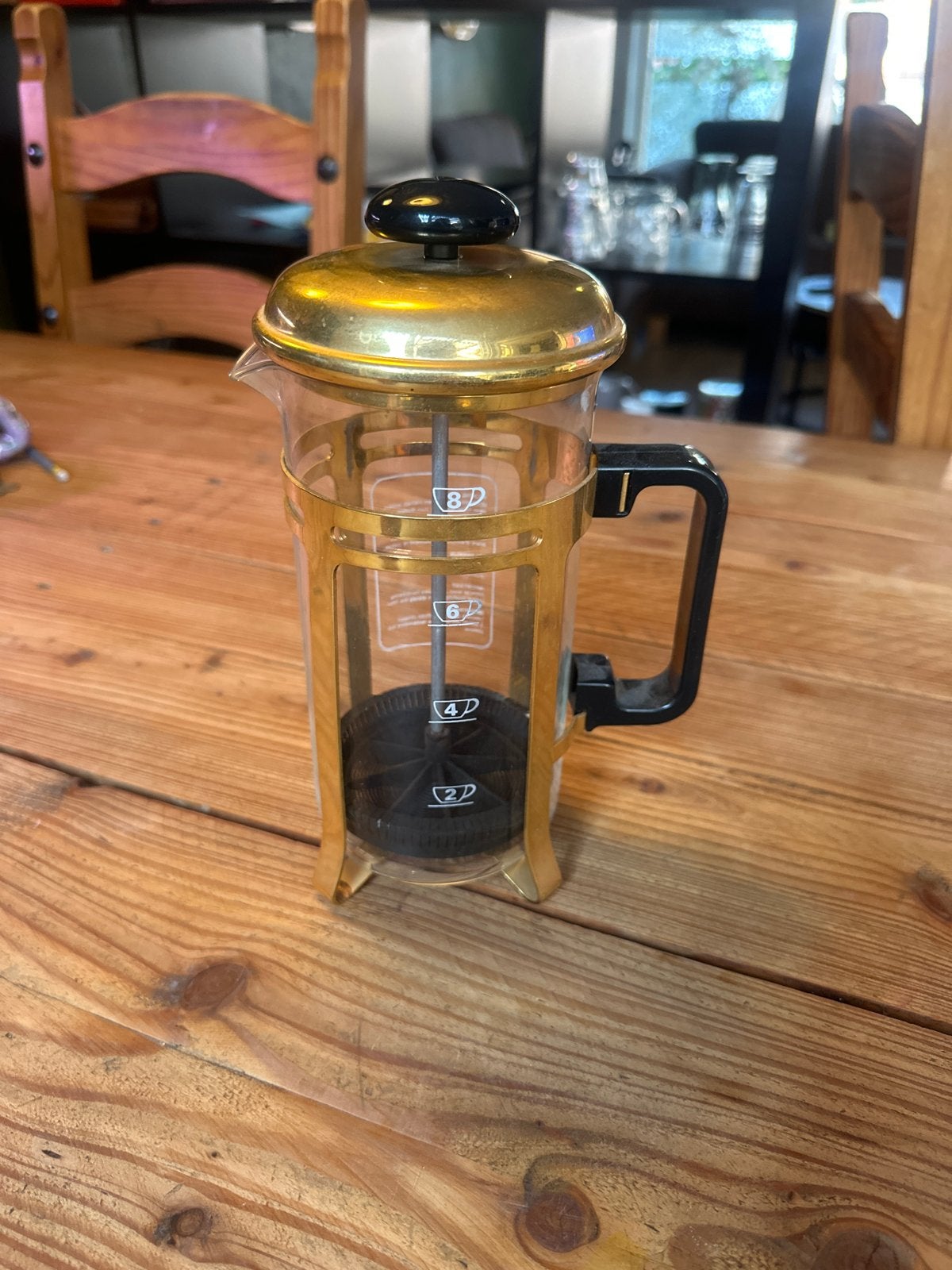 Vintage Cafetière / French Press - Goudkleurig, Goud, Ophalen of Verzenden, Metaal, Overige typen