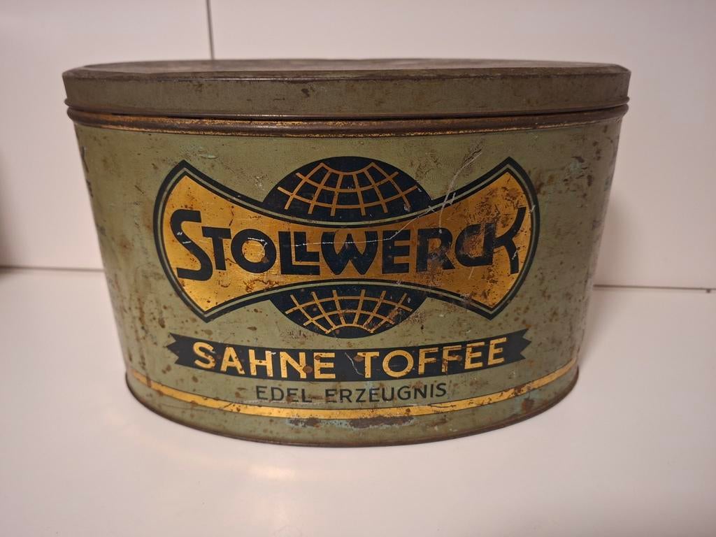 Stollwerck cacao sahne toffee groot blik winkelblik, Verzamelen, Ophalen of Verzenden, Gebruikt, Overige, Overige merken