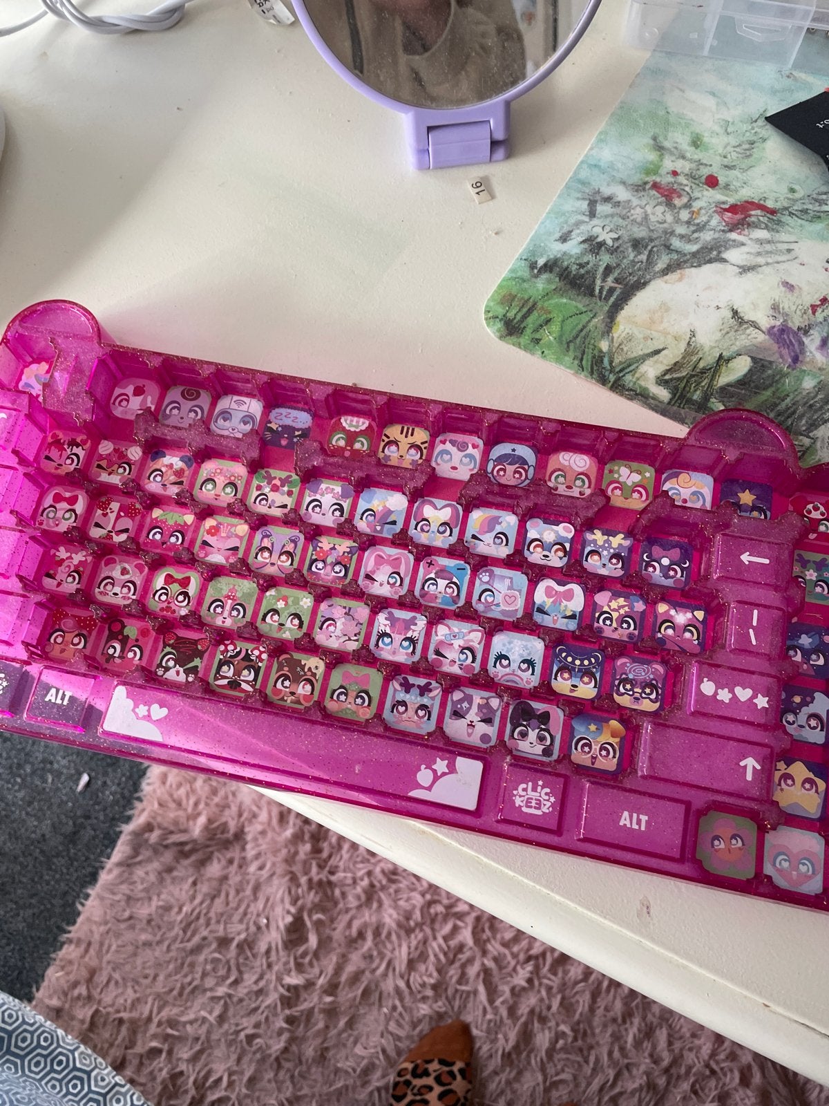 Roze Toetendoort met Leuke Dierenprints, Computers en Software, Toetsenborden, Ophalen of Verzenden, Qwerty, Zo goed als nieuw