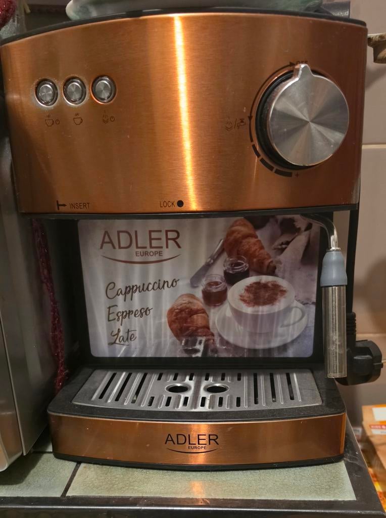 ADLER Europe Espresso Apparaat - Koperkleurig, Stoompijpje, Gebruikt, Verzenden, Espresso apparaat