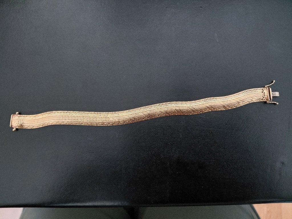 Gouden armband, lengte 19,5 cm, 14 krt gemerkt, lees beschr., Verzenden, Gebruikt, Goud, Goud