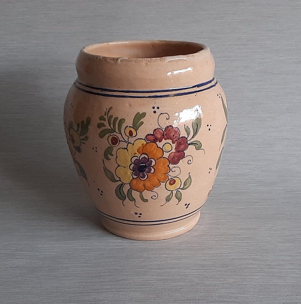l015-Eigenlijk bijzonder mooi, antiek roze pot, oud Delft., Antiek en Kunst, Ophalen of Verzenden