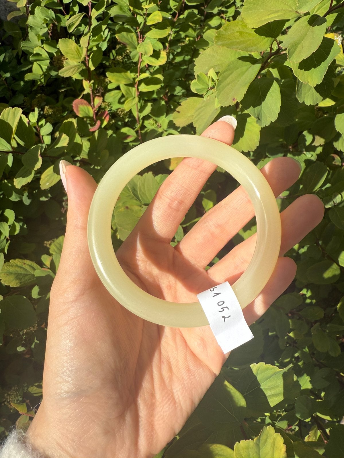 Natural Serpentine bangle - Type A with certificate, Overige materialen, Geel, Ophalen of Verzenden, Zo goed als nieuw