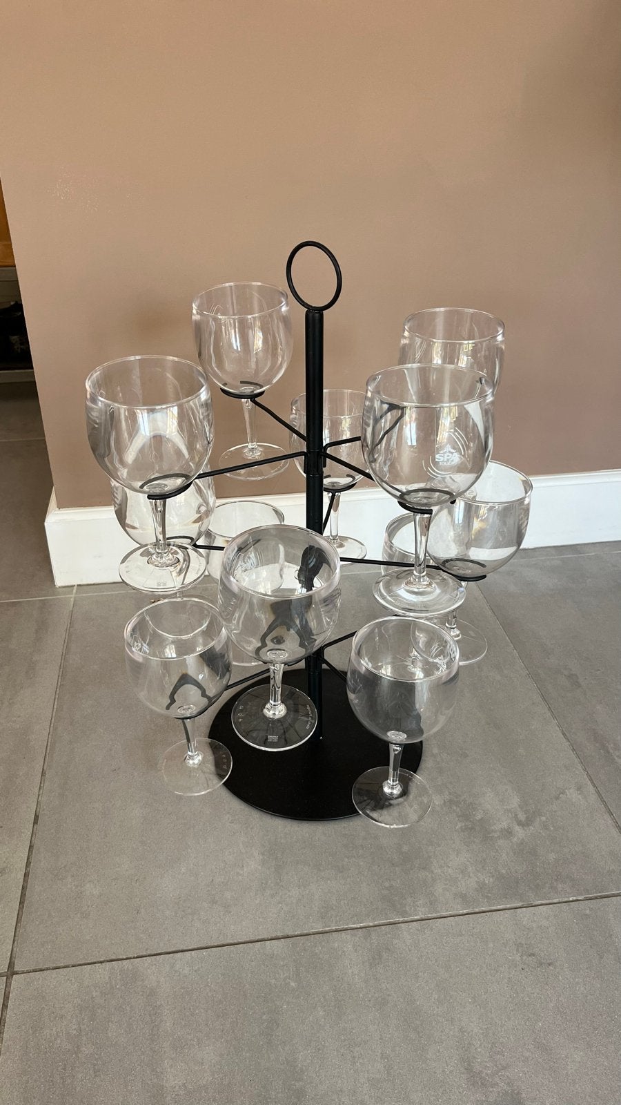 Nieuw kunstog wijnglazenrek met 12 glazen - Spa Touch, Ophalen, Nieuw, Zwart, Overige merken