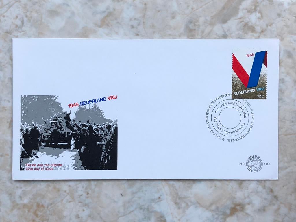 Eerste dag van uitgifte, 1945 Nederland Vrij, 1970., Verzenden, Onbeschreven, Nederland