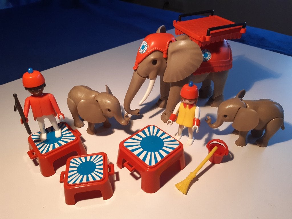 Playmobil 3519 Circus olifanten en hun trainers. Vintage., Wild life, Gebruikt, Complete set, Ophalen of Verzenden