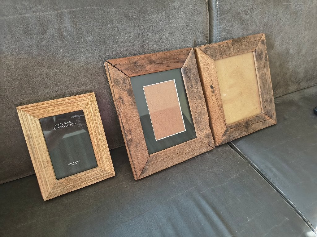 3 houten fotolijsten, Ophalen, Met ophangsysteem, Zo goed als nieuw, Fotolijst