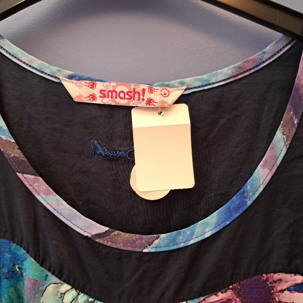 Smash top blauw lila groen bloem print mt S 37599, Kleding | Dames, Tops, Blauw, ., Ophalen of Verzenden, Smash