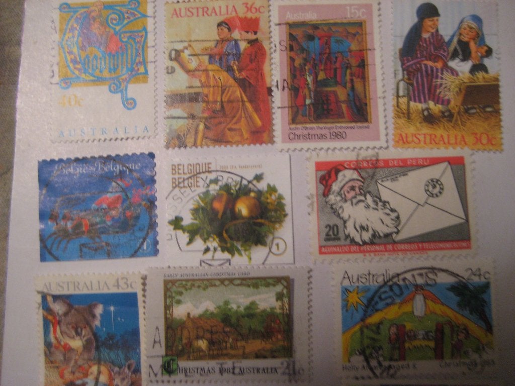 55 postzegels thema kerst buitenland, Ophalen of Verzenden, Gestempeld, Overige thema's