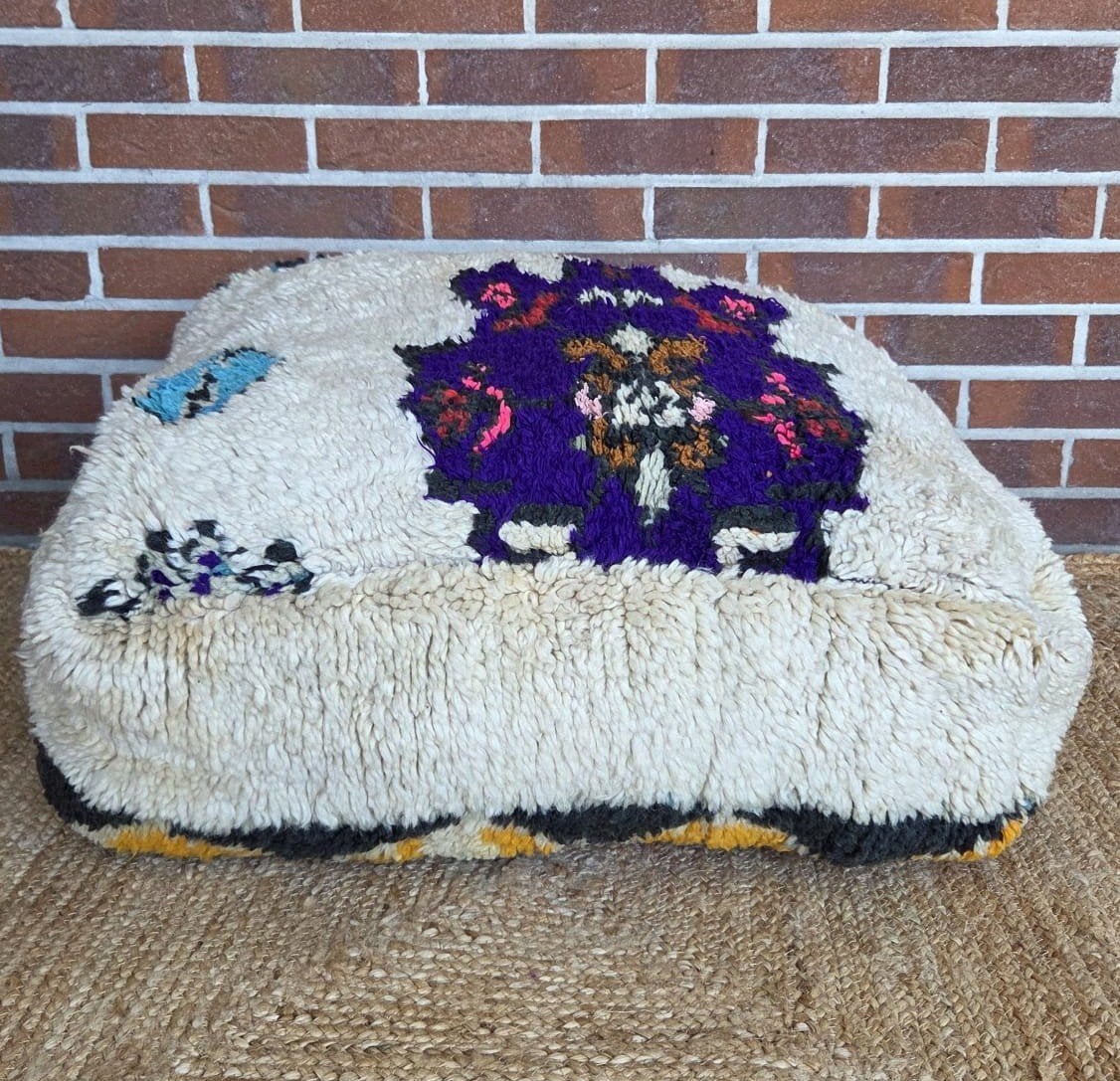 Uniek Marokkaans berber vloerkussen - Handgemaakt, Minder dan 50 cm, Verzenden, Minder dan 50 cm, Zo goed als nieuw