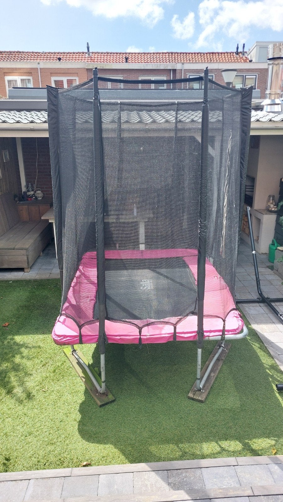 Salta Trampoline met veiligheidsnet - roze / oud ijzer, Ophalen, Gebruikt