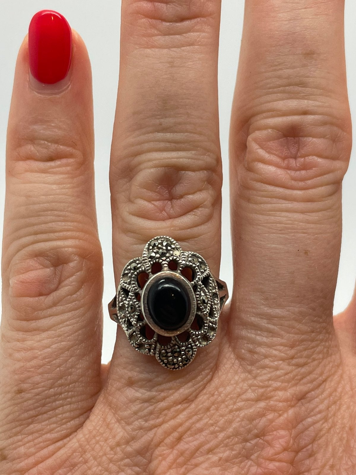 E579 Prachtige vintage zilveren ring maat 18, Ophalen of Verzenden, Zilver, Ring