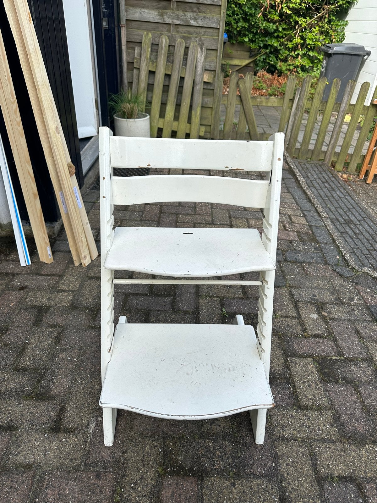 Tripp trapp witte meegroeistoel, Ophalen, Gebruikt, Meegroeistoel