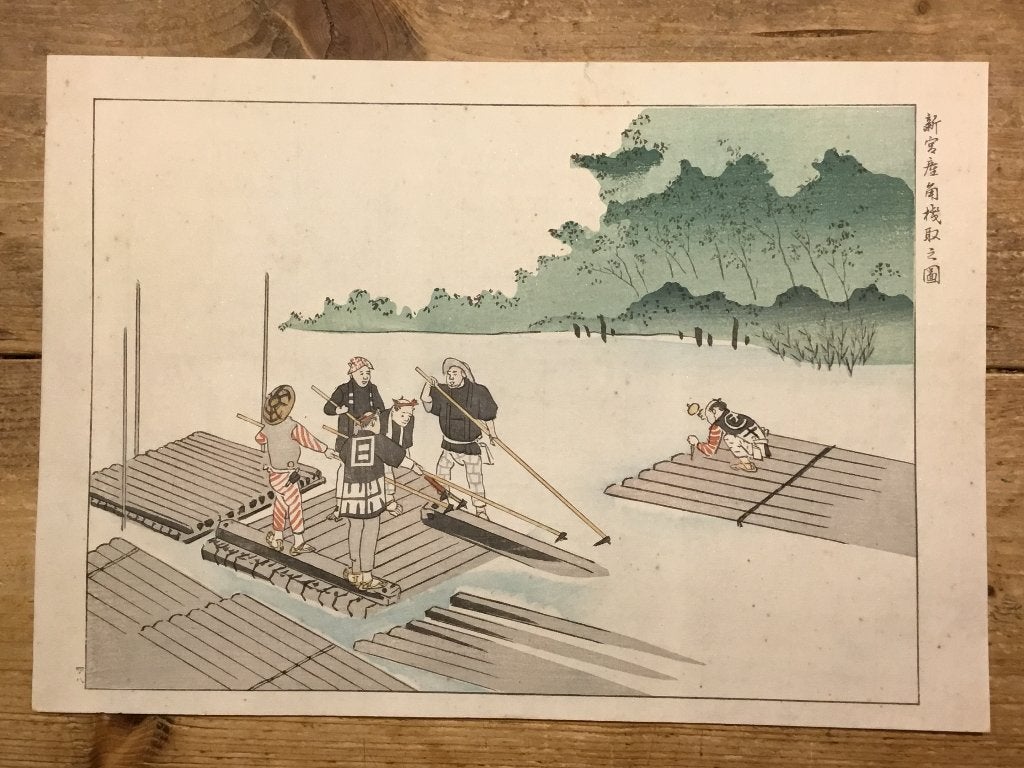 Oude Japanse houtblok prent, Antiek en Kunst, Kunst | Niet-Westerse kunst, Wanddecoratie, Verzenden, Handgemaakt, Papier/karton