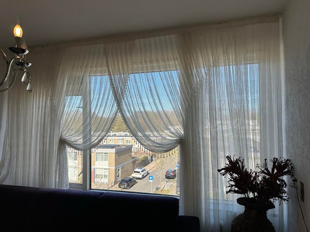 Vitrage gordijn, Huis en Inrichting, Stoffering | Gordijnen en Lamellen, Ophalen, Gebruikt, Wit, 200 cm of meer