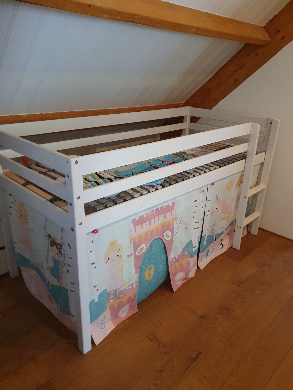 Flexa Halfhoogslaper Princes + Robot Tent en Opbergzakken, Ophalen, Gebruikt, Eenpersoons, Minder dan 160 cm