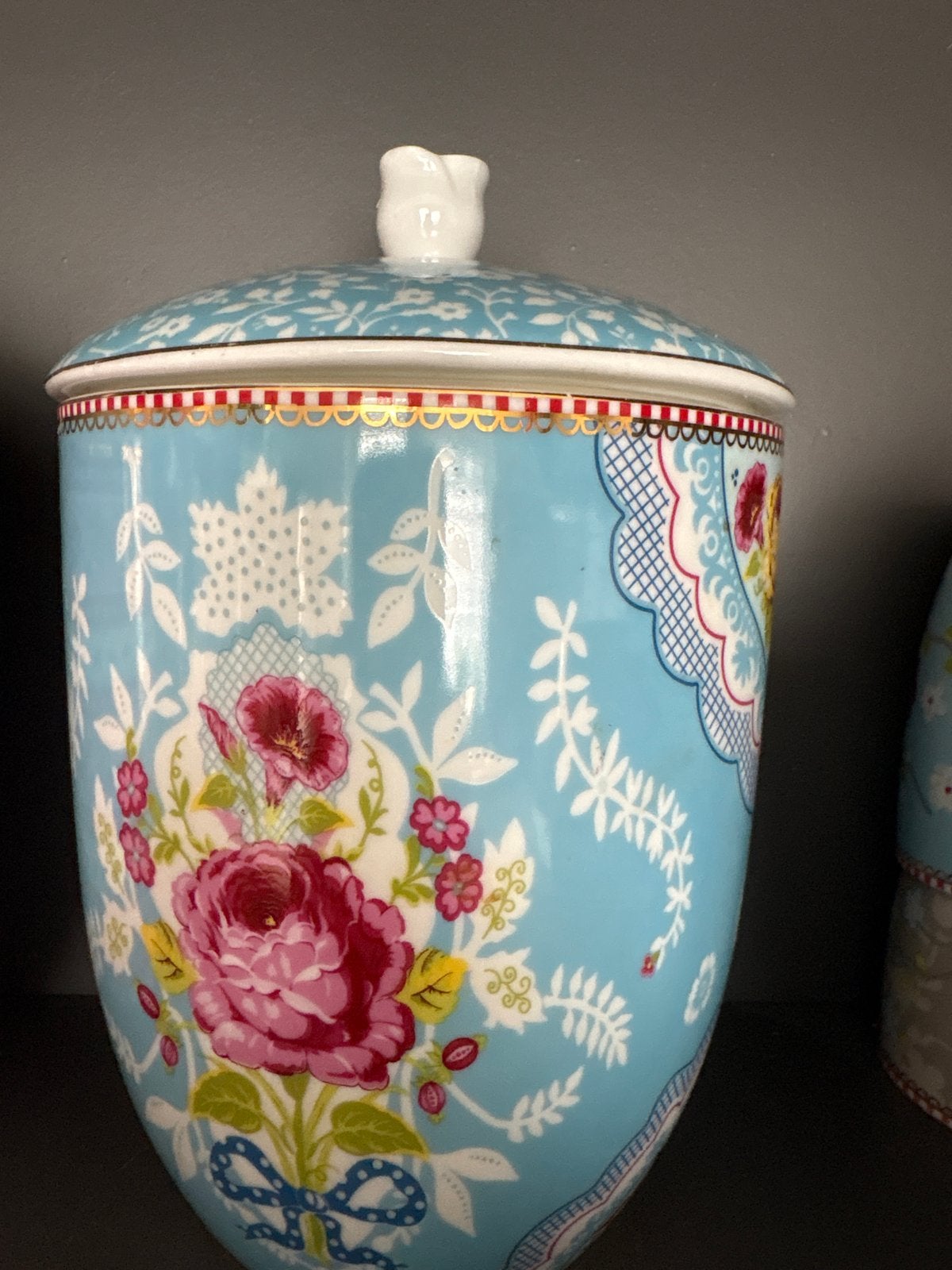 Pip Studio Pot met Deksel - Blauw met Bloemenprint, Huis en Inrichting, Ophalen, Blauw, Overige stijlen, Zo goed als nieuw