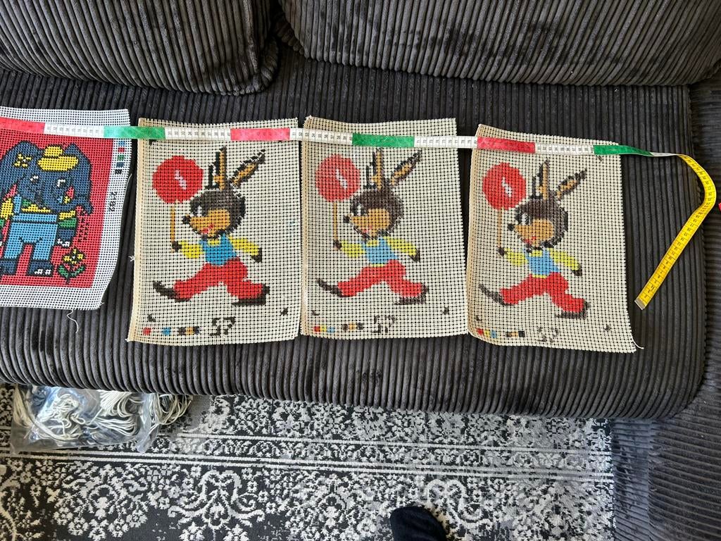 4 x Voorgedrukt Stramien 3 x konijn 1 Olifant, Ophalen of Verzenden, Patroon